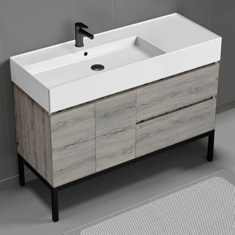 Nameeks BLOCK86 Modern Bathroom Vanity, Grey Oak, 48 Inch